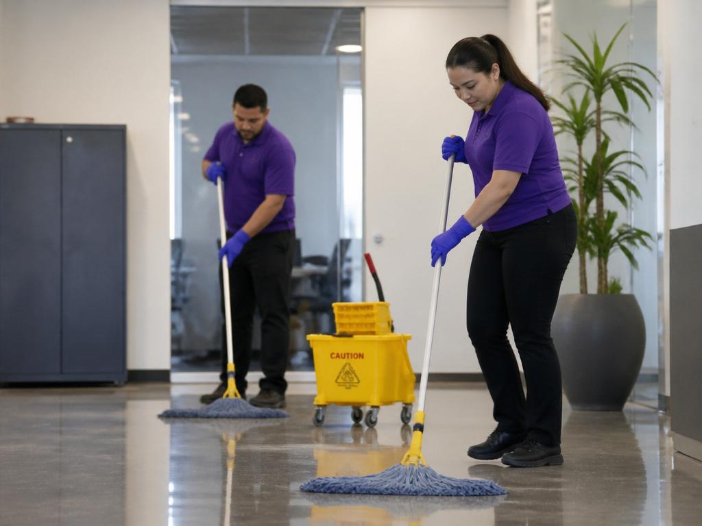 Professional floor cleaning staff